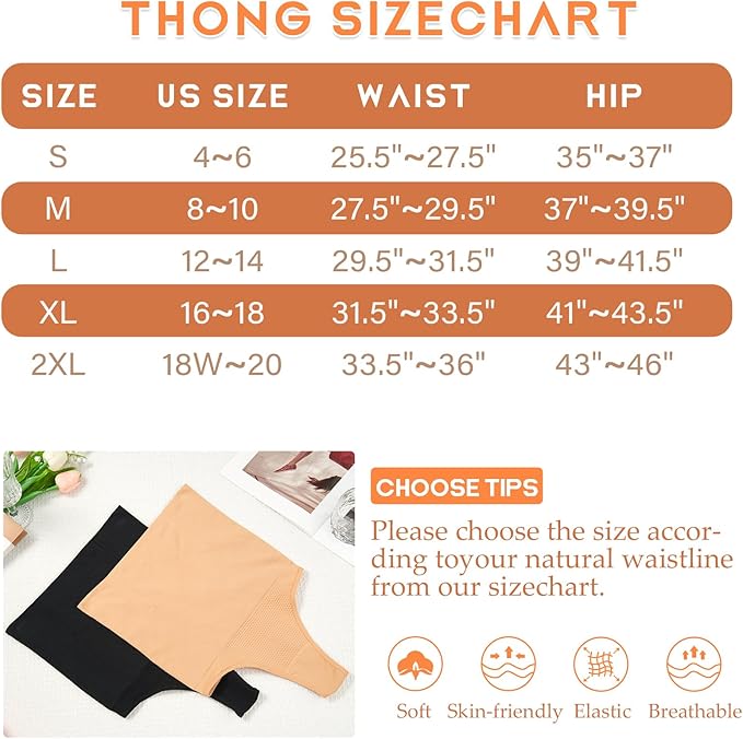 Werena Tummy Control Thong Shapewear for Women High Waist Shaping Underwear Seamless Body Shaper Panties Girdle