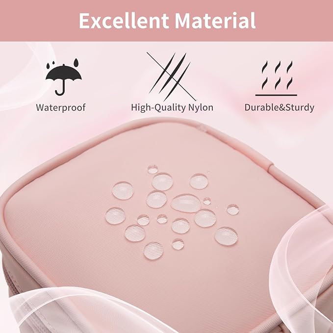 Small Makeup Pouch, Double Zipper Cosmetic Bag, Travel Makeup Bag, Cute Makeup Bag for Purse, Mini Toiletry Bag (pink)