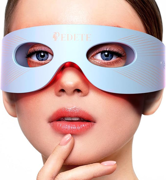 Red Light Therapy for Eyes, 3 Modes Under-Eye Red Light Eye Mask, Eye Massager for Fine Lines Eye Bags and Dark Circles for Men Women(Blue)