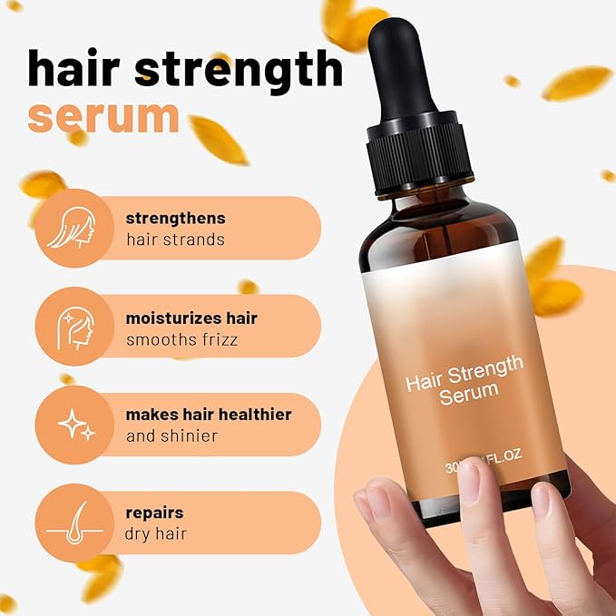 Hair Oil + Scalp Massage Roller Set, Hair Care Oil with Castor Oil and Mineral Oil, Hair Strength Serum Oil for Dry, Damaged & Split Ends, 30ML (1Fl Oz)