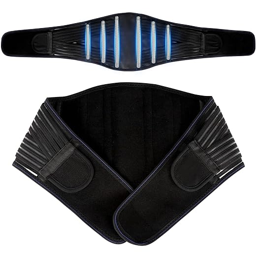 Back Brace for Lower Back Pain Relief, Lumbar Support Belt for Men&Women for Work, Breathable Back Support Belt with 6 Flexible Spring, 2 Elastic Bands For Sciatica, Herniated Disc, Scoliosis(Medium)