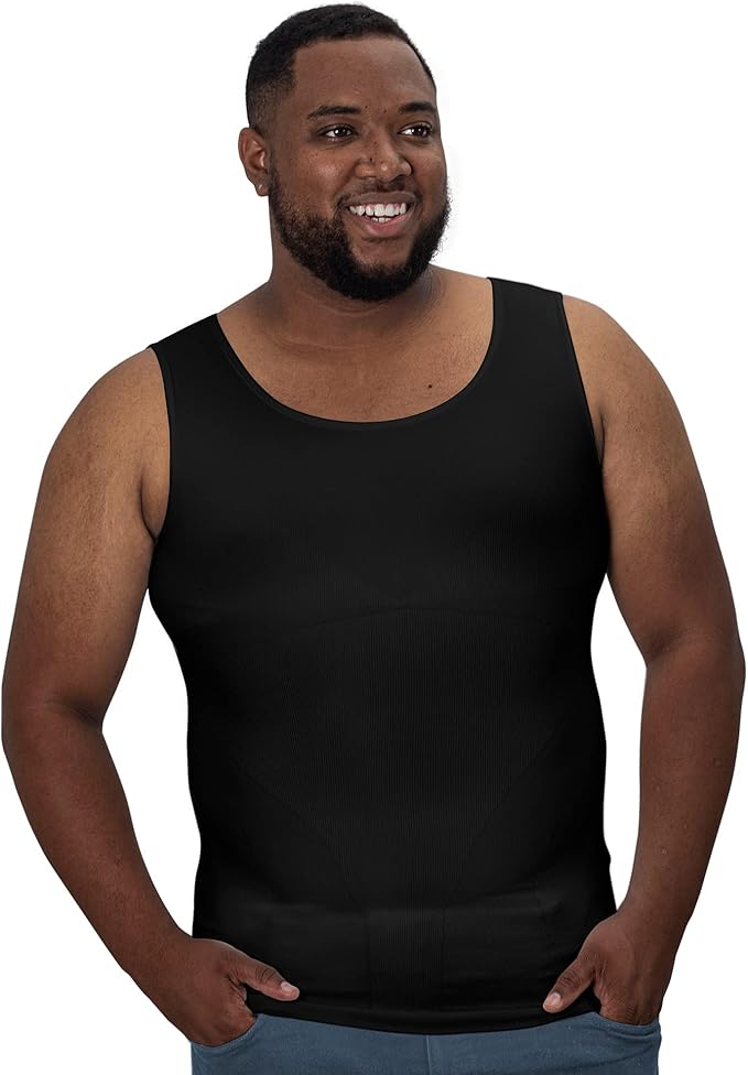 QORE LOGIQ Gynecomastia Compression Shirts for Men - Sleeveless Slimming Undershirts Tummy Control and Body Shaper Tank Top