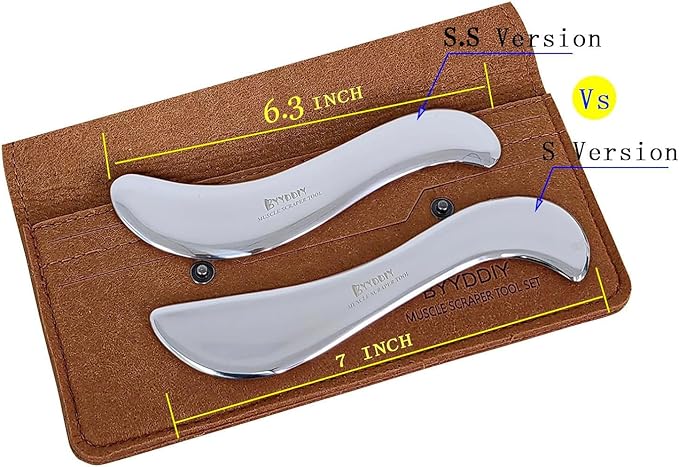 BYYDDIY 6.3 inch Stainless Steel Gua Sha Muscle Scraper Tool,Scar Tissue Tool,Physical Therapy Tools,Muscle Scraping Tool,Guasha Massage Scraper,IASTM Tools (S.S-1)