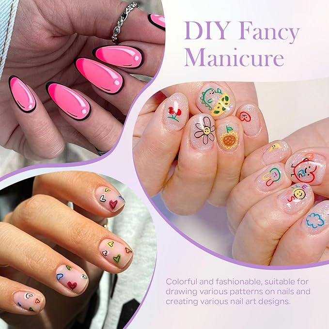 12 Colors Nail Art Pens Set, 0.5 MM Quick Dry Nail Art Markers Acrylic Paint Pens Kit for Graffiti Dotting Drawing Painting Nail Point, Colorful Nail Art Design Decoration Nail DIY Polish Pens