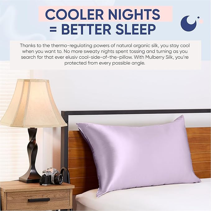 Blissy Silk Pillowcase - 100% Pure Mulberry Silk - 22 Momme 6A High-Grade Fibers - Silk Pillow Cover for Hair & Skin - Regular, Queen & King (Lavender, King)