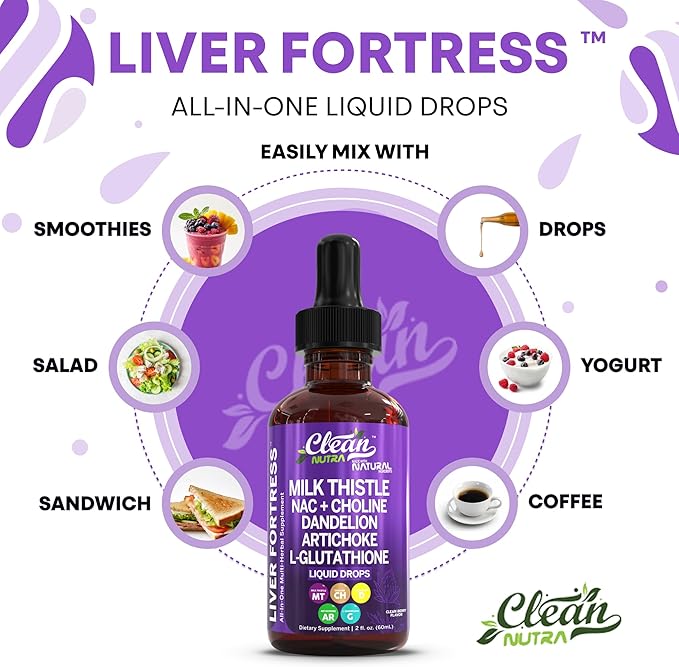 Milk Thistle NAC Liver Cleanse Detox & Repair Supplement Liver Support Liquid Drops with Dandelion Extract, Artichoke, Chanca Piedra, Beet Root, Choline, L-Glutathione, Ginger, Burdock, Schisandra (2)