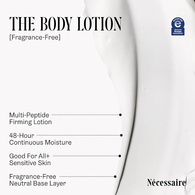 Nécessaire The Body Lotion Fragrance-Free - Multi-Peptide Moisturizer - Firming Body Lotion for Women + Men. 2.5% Niacinamide. Non-Comedogenic + Hypoallergenic for Sensitive Skin– 200 ml/6.8 fl oz