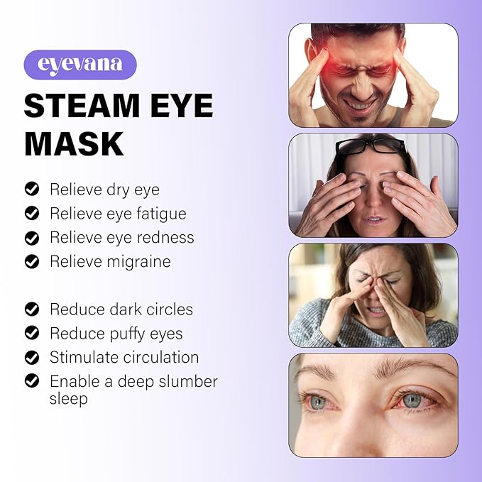 16 Packs Steam Eye Mask, Extra Deep Heat for Dry Eyes, Fast Relief for Irritation, Stye, Puffy Sensitive Eyes and Eye Strain, Disposable Self Heating Warm Compress (Ultra-Soft Lavender)