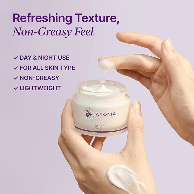 LAMUAMOR Aronia Extract Day Night Cream for Face Neck with Antioxidant Formula, Hydrating Moisturizer, Brightening 1.76 oz