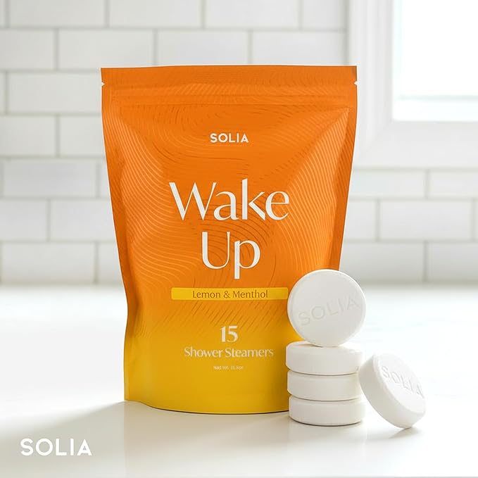 Solia Energizing Citrus Menthol Shower Steamers 15-Pack - Patent-Pending Real Essential Oil Menthol Shower Steamer Bombs, Spa Steamers Aromatherapy Selfcare Bath Gifts for Women, Individually Wrapped
