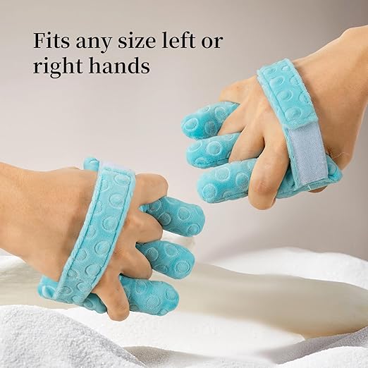 Adjustable Removable Finger Separator Protector Hand Contracture Cushion Padding Pillow Prevention Aid Training Tool With Fingers Hands Splints (Blue)