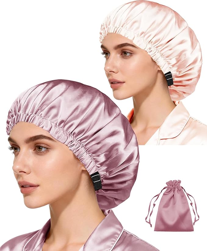 3Pcs Hair Bonnets For Sleeping Satin Bonnet For Women Silk Bonnets Womens Curly Hair Sleep Caps Silky Night Cap