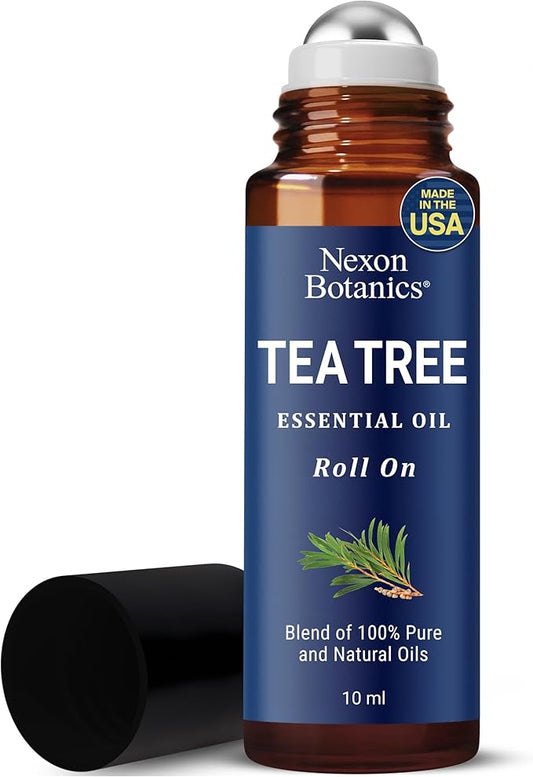 Tea Tree Oil Roll-On 10 ml - 100% Pure, Natural Essential Oil for Aromatherapy, Skin, Face & Body - Pre-Diluted Blend for Travel - Nexon Botanics