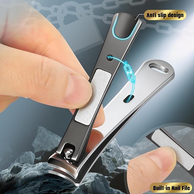 Toenail Clippers&Nail Clippers for Seniors Thick Nails - Professional Nail Clippers Set for Men/Women, Manicure Kit with Angled Head, Stainless Steel Toe Nail Cutter, Gift Idea