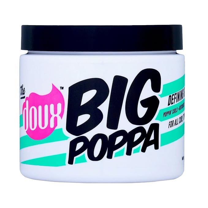 The Doux BIG POPPA Curl Defining Gel for Curly Hair – Frizz Control Styling Gel with Babassu Oil for Long-Lasting Shine & Soft Hold – Non-Crunch Hair Gel for Women, Coils, Waves & Curls
