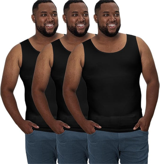 QORE LOGIQ Gynecomastia Compression Shirts for Men - Sleeveless Slimming Undershirts Tummy Control and Body Shaper Tank Top