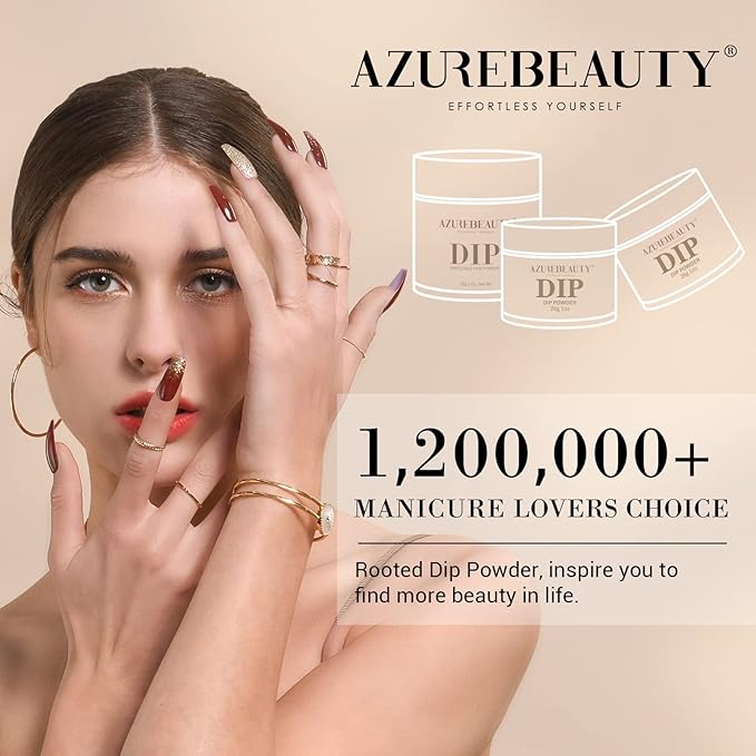 AZUREBEAUTY Dip Powder Nail Set, 6 Colors Glitter Red Green Silver Gold Nail Dipping Powder Starter Kit French Nail Art Sparkle Stunning Manicure Salon DIY No Need Nail Lamp Cured