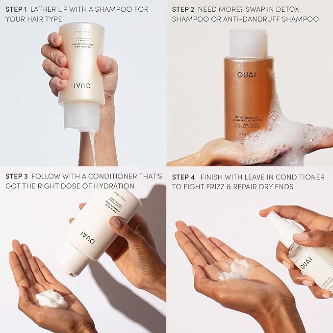 OUAI Leave In Conditioner & Heat Protectant for Hair - Prep Hair for Styling or Use as Detangling Spray to Fight Frizz & Flyaways - No Parabens, Sulfates or Phthalates (1.5 oz) (Pack of 2)