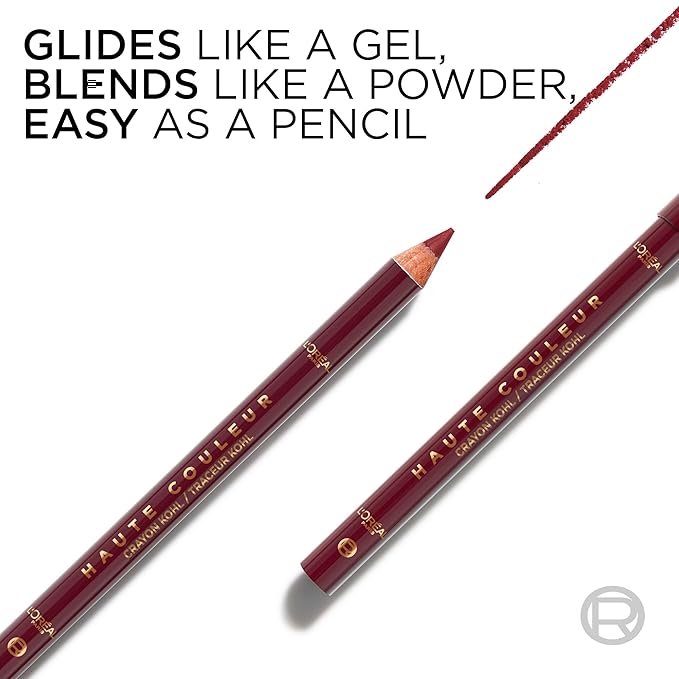 L'Oreal Paris Haute Couleur Kohl Eyeliner Pencil, Intense Eye Liner Color with Smooth Gel-Like Formula, Up To 12HR Eye Makeup Wear, 150 Burgundy Cashmere