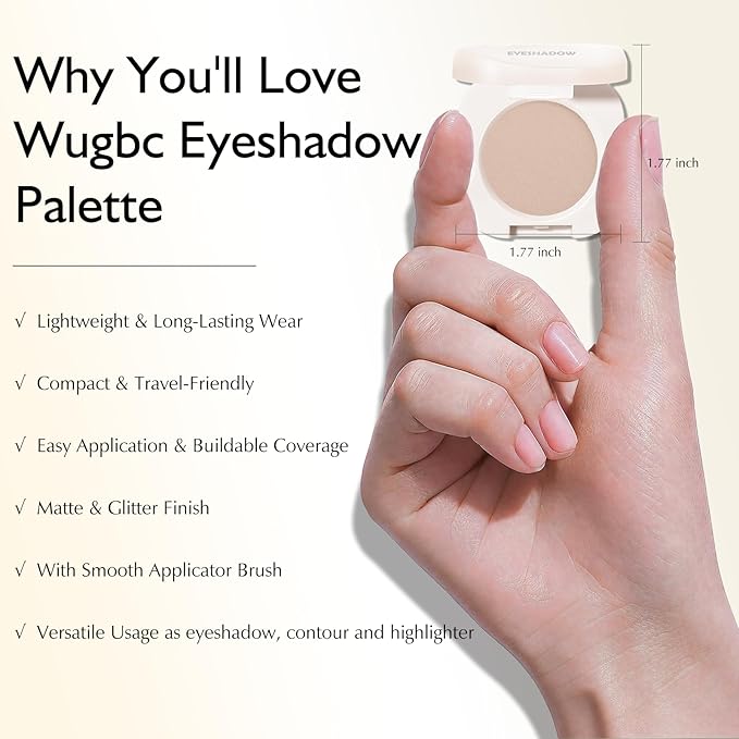 Silver Glitter Eyeshadow Palette, Single Shimmer Eye Shadow Palette Makeup Compact Pressed Powder Lightweight Blendable Highly Pigmented Sparkle Eye Brightener Highlighter for Women