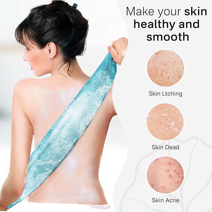 Yiclick Exfoliating Washcloth Towel, Japanese Exfoliating Wash Cloth, Korean Body Scrubber Exfoliator, Back Scrubber Washer for Shower Bath, Body Scrub African Net Sponge Loofah Luffa Colors