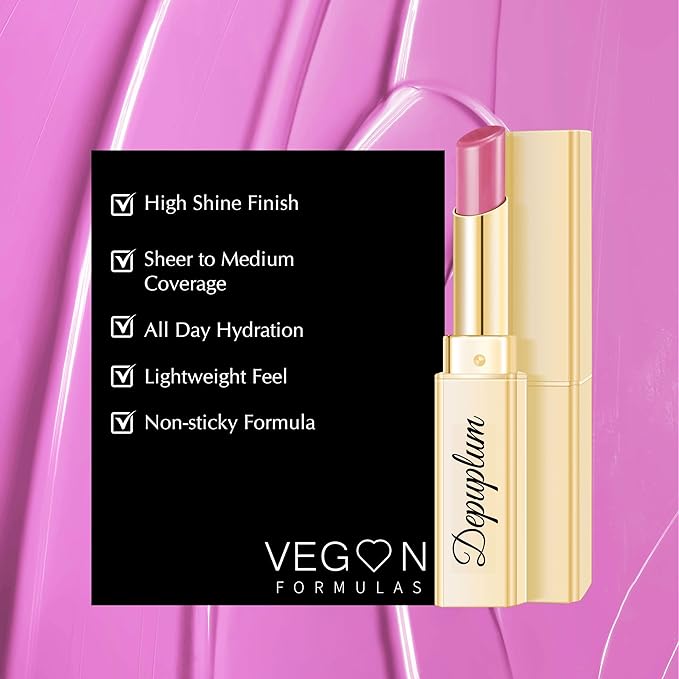 Depuplum Pink Lipstick for Women Hydrate Glossy Lipstick Moisture Lip Gloss Sheer-Medium Coverage Shine Tinted Lip Balm for Dry Lips, DEM88 First love