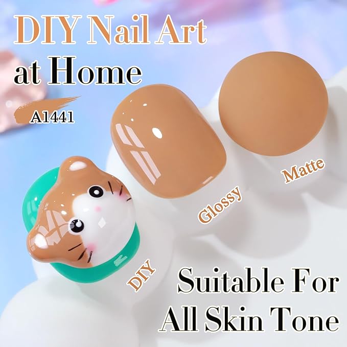 Double Rhythm 0.50 OZ Gel Polish Hema Free Same Color Same Bottle Golden Round Translucent Neutral Natural Milky 15 ML Jelly UV Polish Art DIY at Home (Sand Nude-C1441)