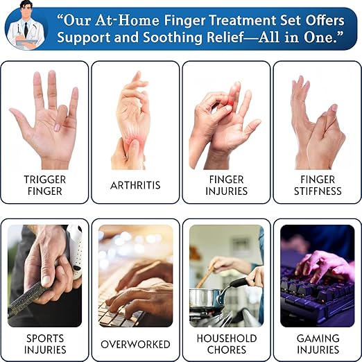 Thumb Splint and Ice Pack (2+2 Set) Trigger Thumb Splint For Pain Relief, Thumb Brace for Knuckle Immobilization, Thumb Spica for Arthritis, Mallet Finger, Also Fits Index, Ring, Pinky, Little, Small Fingers