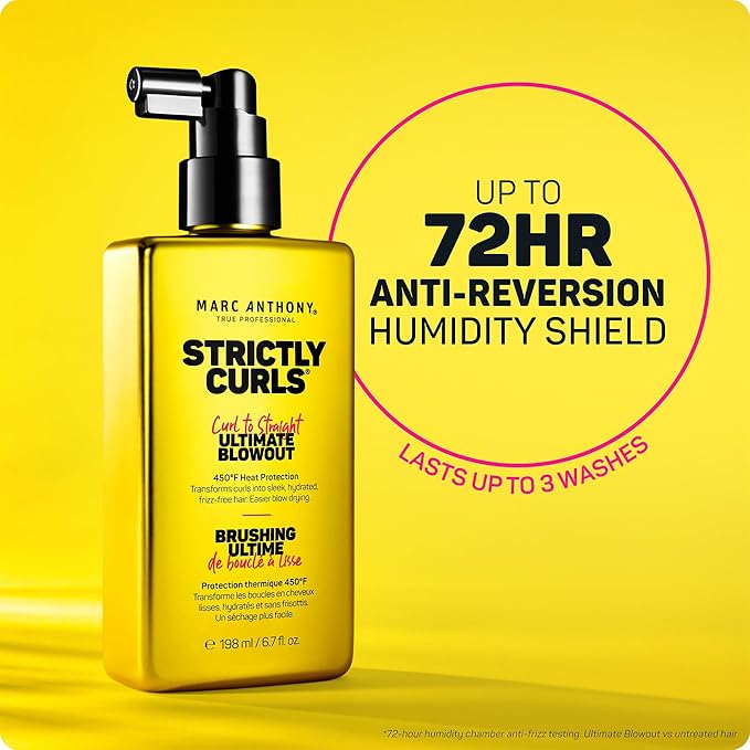 Marc Anthony Strictly Curls Ultimate Blowout Hair Spray for Curly & Coily Hair - Lightweight Anti-Frizz Heat Protectant Blowout Spray Smooths Hair & Adds Natural Shine