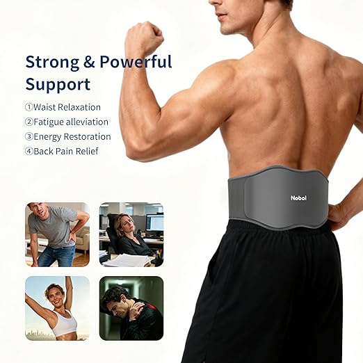 Nobol PhysioBelt Heated Massage Belt – Core Compression Wrap with Heat & Vibration for Lower Back & Abdominal Support – Adjustable, Breathable Recovery Belt for Warm-Up, Relief & Everyday Movement