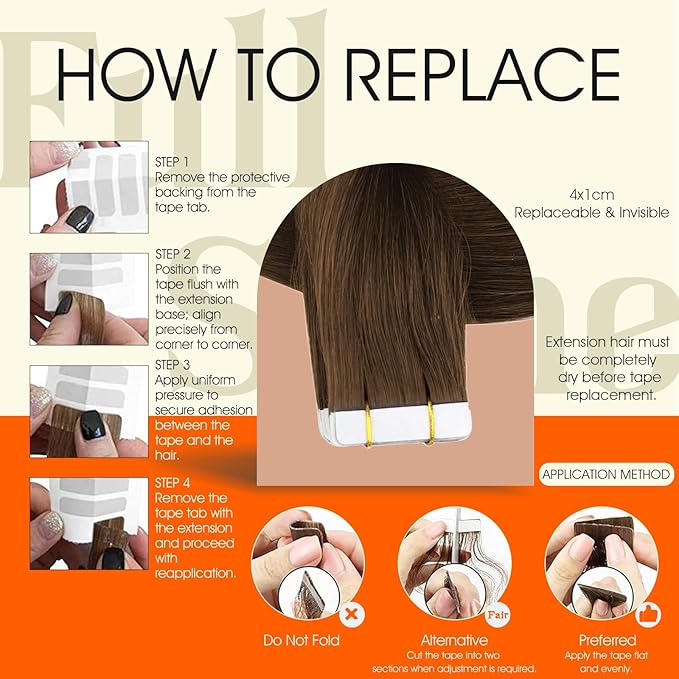 Full Shine Tape in Extensions Human Hair 18 Inch Real Tape in Hair Extensions Color 4 Middle Brown Hair Extensions Real Human Hair Straight Seamless Skin Weft 20Pcs 50G Remy Invisible for Women