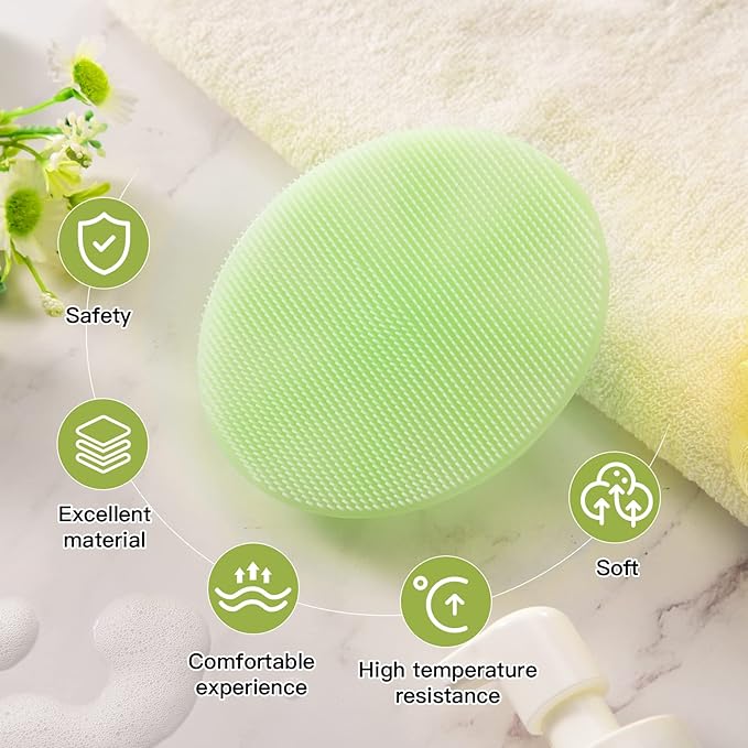 INNERNEED Food-Grade Soft Silicone Body Cleansing Brush Shower Scrubber, Gentle Exfoliating and Massage for All Kinds of Skin (Green)