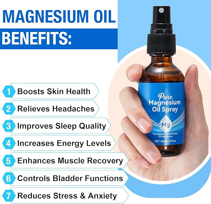 Generic Magnesium Oil Spray, Pure Magnesium Oil Spray for Feet, Nourish Skin and Promote Sleep, Topical Magnesium Oil 2 Fl.Oz