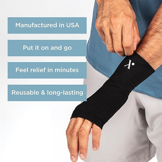 NUFABRX Medicine-Infused Pain Relieving Wrist Compression Sleeve for Men and Women with Hand and Wrist Pain, Arthritis, Tendonitis, and Carpal Tunnel - 2 Pack