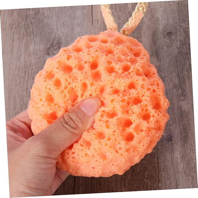 3pcs Sponge Body Bath Shower Exfoliator Hydrophilic Non Cleansing Puff Scrubber for Gentle Exfoliation and Skin Texture Improvement for Daily Use Orange