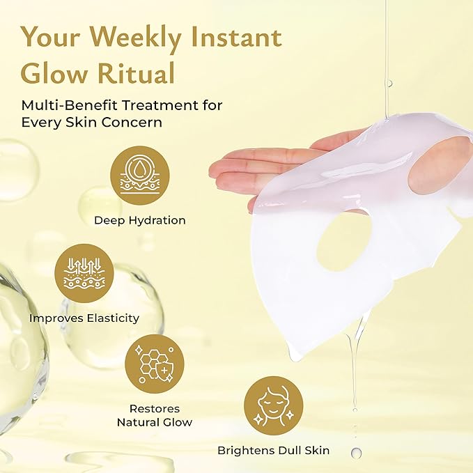 Radiance Bio Collagen Real Deep Mask - Hydrating Collagen Face Mask with Hyaluronic Acid, Amino Acids, Red Algae - Deep Moisture, Barrier Support for Supple, Plump, Dewy, Glowing Radiant Skin - 4-Pack