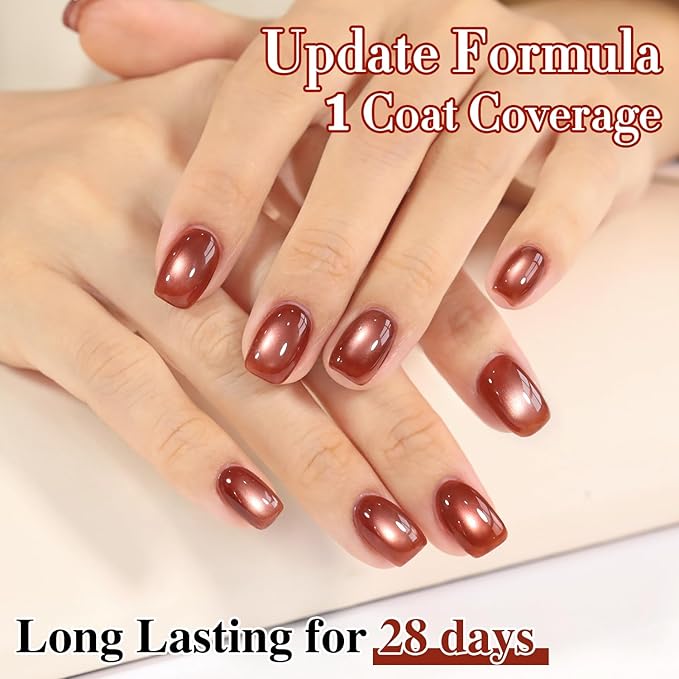 Double Rhythm Jelly Glass Cat Eye Gel Polish with Magnet 15ML Holographic Glitter Shimmer Translucent Sheer Color Magnetic Nail Polish Salon DIY at Home (MC1229)