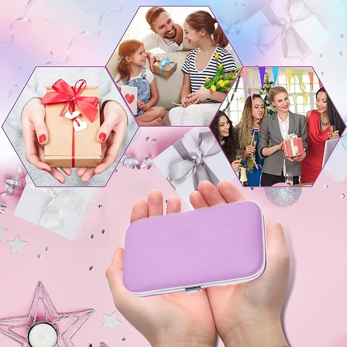 Aceoce Manicure Set Women's Nail Clipper Set Nail Kit with Travel Case - Purple, Stainless Steel, Compact, Curved Edge, Perfect for Travel & Everyday Use