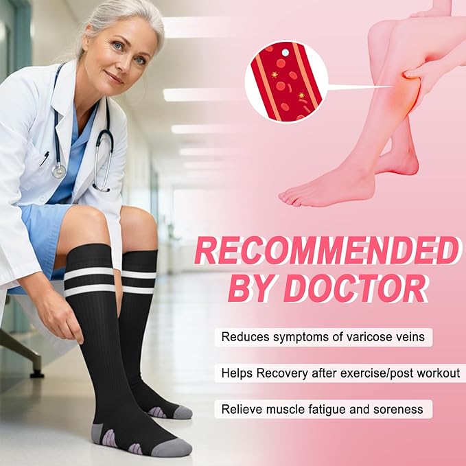 Iseasoo 4 Pairs Compression Socks for Women Circulation-Best Support for Nurses,Running,Athletic,Travel