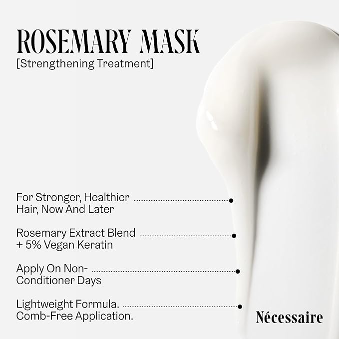 Nécessaire Rosemary Leave-In Mask | Keratin Hair Mask For Strengthening Damaged Hair. For Women + Men. Good For All Hair Types/Textures. Free Of Sulfates. Color-Safe. 60 ml / 2 oz