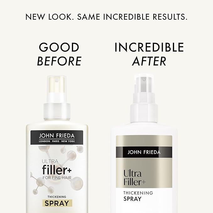 John Frieda ULTRAfiller+ Thickening Spray, Thickening & Strengthening Spray for Damaged or Thin Hair, Infused with Biotin and Hyaluronic Acid to Strengthen Hair for Thicker Fuller Results, 5 Oz
