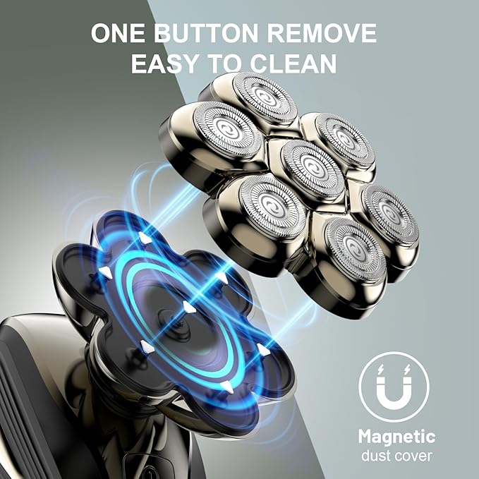 Head Shavers for Bald Men: Upgraded Detachable Head Shaver - IPX7 Waterproof Wet or Dry Electric Razor for Men - 7D LED Display Rechargeable Shaving Grooming Kit with Type-C Charge (Dark Coffee)