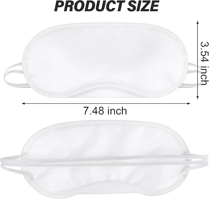 Aneco 50 Pieces Blindfold Sleep Mask Bulk Eye Mask Shade Cover with Nose Pad and Adjustable Strap for Travel Sleep Game Party Supplies, White