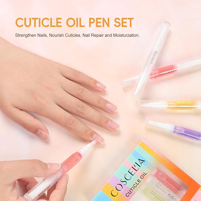 COSCELIA 8pcs Cuticle Oil Pen Bulk for Nails Polish Repair Pen Nail Nourishment Polish with Vitamins to Nourish and Moisturize Skin for Cuticle Nail Care