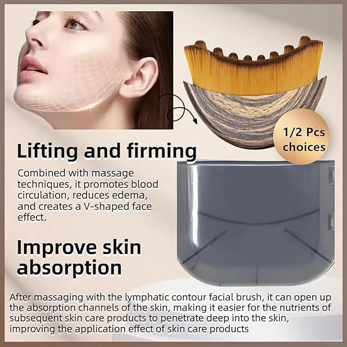 New Lymphatic Contour Face Brush, Facial Massage Tool for Lymphatic Drainage, Ergonomic Design Fits Skin Precisely, Relieves Fatigue, Reduces Puffiness & Tightens Skin (2 Pcs)