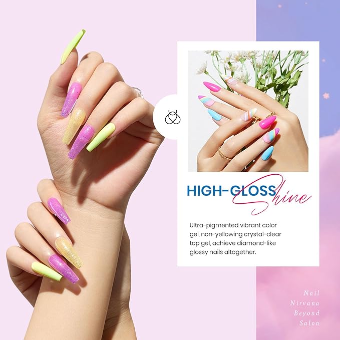 beetles Gel Nail Polish Set - 39Pcs Spring Gel Polish Pink Red Blue Purple Color Polish with Base Top Coat Soak off Uv LED Lamp Colorful Candies Manicure Kit Salon DIY Home Gifts for Women Girls