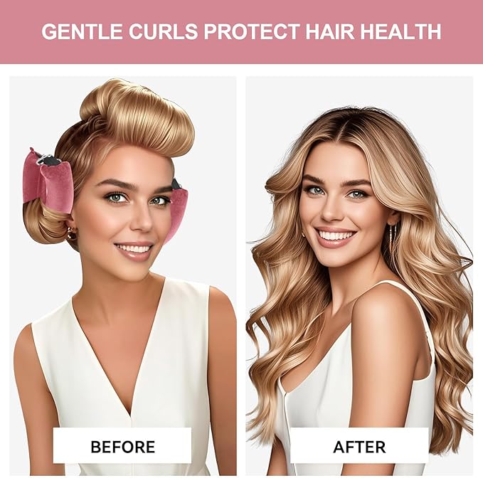 Heatless Curls Overnight Set - Jumbo Overnight Hair Curlers to Sleep In, Soft Velvet Hair Rollers for Women, No Damage Curls Styling Tools 8pcs
