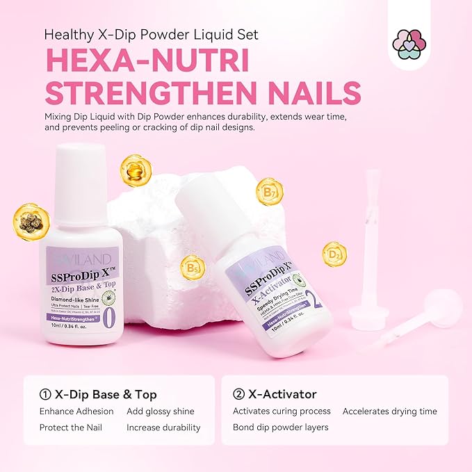 SAVILAND Dip Powder Nail Kit Starter: Classic Nude Clear White 4 Colors Dip Nail Kit for Beginner with Dipping Liquid 2-in-1 Dip Base & Top Activator French Nail Art Manicure DIY Home Christmas Gift