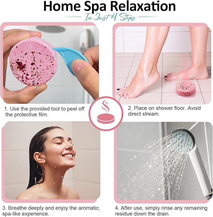 Shower Steamers Aromatherapy 8 Pcs - Birthday Valentines Day Gifts for Women Mom Her Wife, Natural Essential Oil for Self Care Home Spa Relaxation Galentines Day Gifts, Easter Basket Essentials