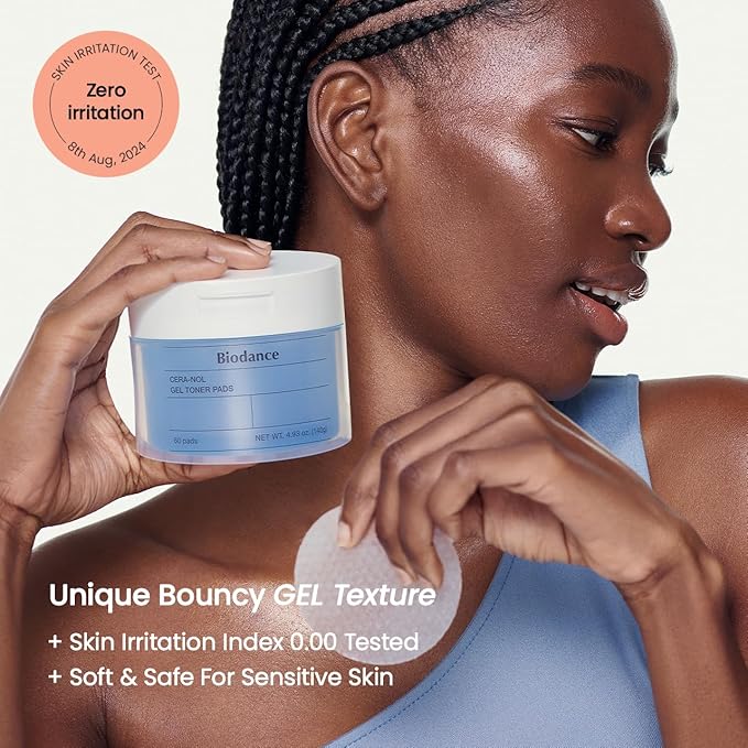 Biodance Cera-NOL Gel Toner Pads, Deep Hydrating & Soothing Toner Pads for Sensitive Skin, Redness Reducing, Mositurizing, Korean Skin Care, Valentines Day Gifts for Herㅣ4.93 fl.oz.(140g)*60Pads